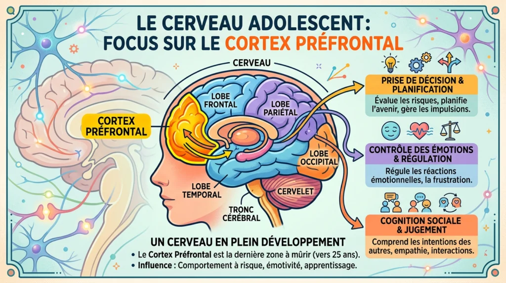 cerveau adolescent cortex préfrontal crise d'adolescence