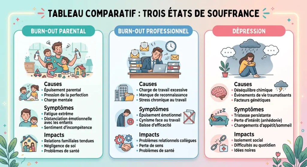 comparaison fatigue parentale ordinaire et burn-out parental