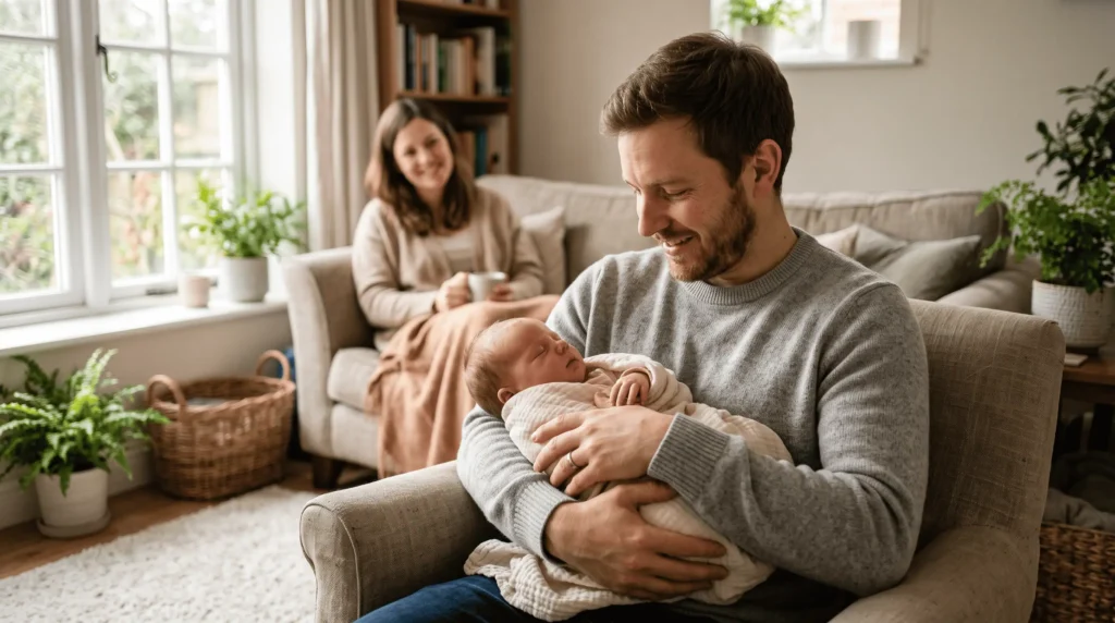 congé supplémentaire de naissance père bébé domicile
