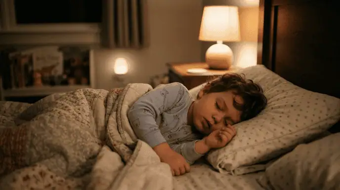 enfant qui dort profondément dans son lit, sommeil et santé enfant
