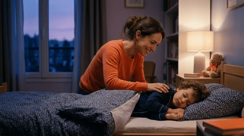 Parent bienveillant face à l'énurésie nocturne de son enfant au coucher