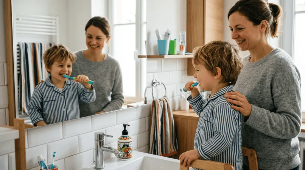 enfant 4 ans brossage dents supervision parent, routine dentaire enfant