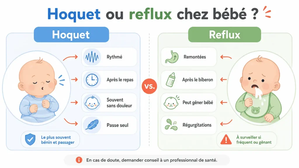 différence entre bébé et hoquet et reflux gastro-œsophagien du nourrisson