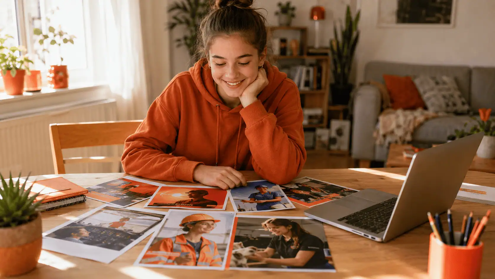 Ado réfléchissant à son orientation scolaire ado avec brochures métiers